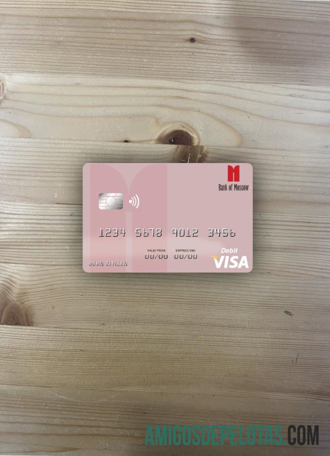 Cartão de débito Visa do Banco de Moscou da Rússia Photolook Front modelo